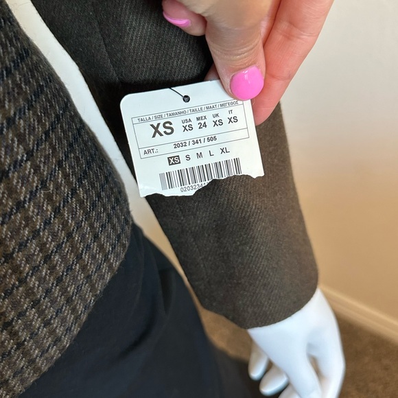 Zara Plaid Blazer NWT XS - Picture 3 of 5